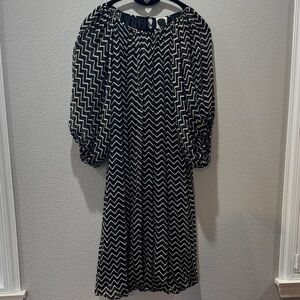 ✨ Lola Faturoti 100% Silk Black & White Chevron Dress – Size S ✨